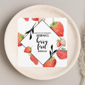 ビリー ファースト | 1歳の誕生日 | モダンなイチゴ サンキューカード