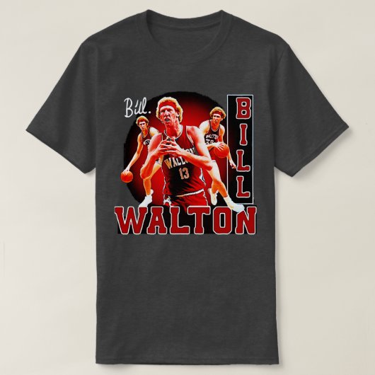 ビルウォルトンバスケットボールシグネチャーヴィンテージレトロ80s tシャツ (デザイン正面)
