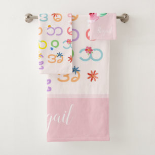 ビルエレガントマ語アルファベットフローラ名 バスタオルセット