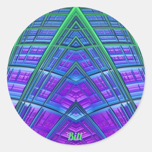 ビルクール!グリーンパープルブルージオメトリック～ ラウンドシール (正面)