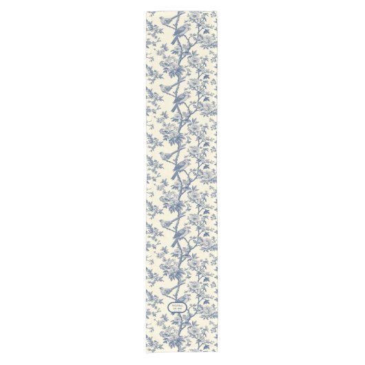 ビルソンコバルトアンドクリームトイレデジュイ ショートテーブルランナー (正面)