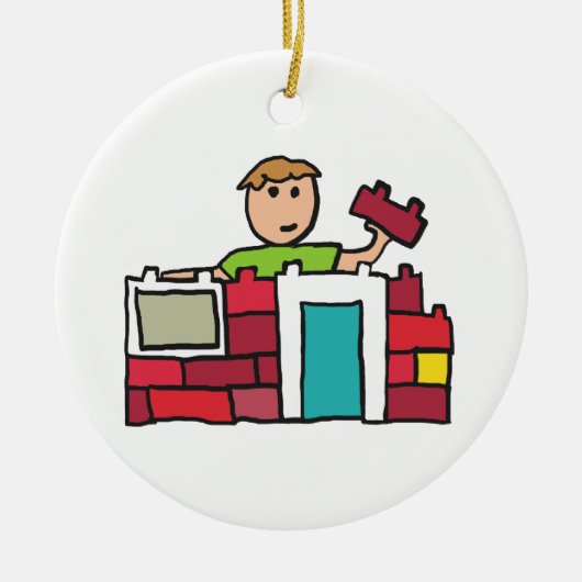 ビルダービルディングハウスブロック建物 セラミックオーナメント (正面)