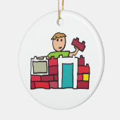 ビルダービルディングハウスブロック建物 セラミックオーナメント (左)