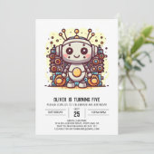 ビルダー金属製ボルトロボット誕生日 招待状 (スタンド正面)