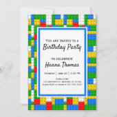 ビルディングブリックス コンストラクション おもちゃ 誕生日 招待状 (正面)