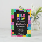 ビルディングブリックス バースデーパーティー 女の子 招待状 (スタンド正面)
