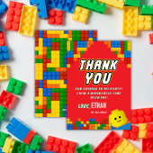 ビルディングブロックの誕生日楽しみカラフルな子供たち サンキューカード