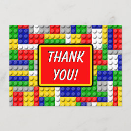 ビルディングブロック男子誕生日パーティー感謝状 サンキューカード
