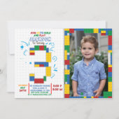 ビルディングブロック バースデー ブリック 3歳 誕生日招待状 招待状 (正面)