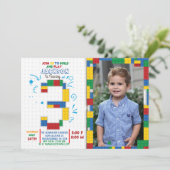 ビルディングブロック バースデー ブリック 3歳 誕生日招待状 招待状 (スタンド正面)