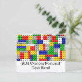 ビルディングブロック プライマリーカラー 男の子の誕生日/パーティー ポストカード (スタンド正面)