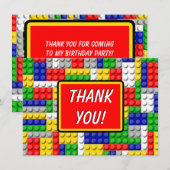 ビルディングブロック ボーイズ バースデーパーティー 感謝カード (正面/裏面)