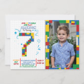 ビルディングブロック 誕生日レンガ 7歳 誕生日招待状 招待状 (正面)