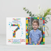 ビルディングブロック 誕生日レンガ 7歳 誕生日招待状 招待状 (スタンド正面)