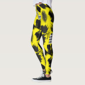ビルディングブロック.Black and White.w.01x4 B Yellow BG レギンス (左)