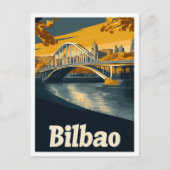 ビルバオスペインアートヴィンテージトラベルイラストレーション ポストカード (正面)