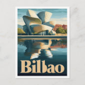 ビルバオスペインアートヴィンテージトラベルイラストレーション ポストカード (正面)