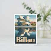 ビルバオスペインアートヴィンテージトラベルイラストレーション ポストカード (スタンド正面)