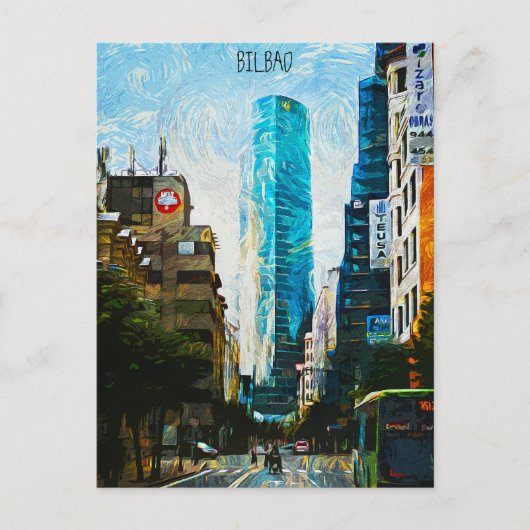 ビルバオスペイン油絵を描イラストレーションシティ ポストカード (正面)