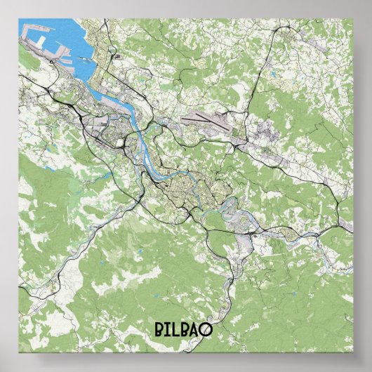 ビルバオ・スペインの地図 ポスター (正面)