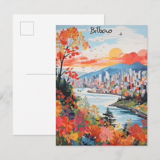 ビルバオ スペイン 旅行 都市 絵画 美学 ポストカード (正面/裏面)
