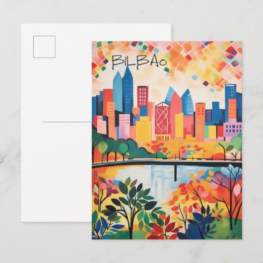 ビルバオ スペイン 旅行 都市 絵画 美学 ポストカード (正面/裏面)