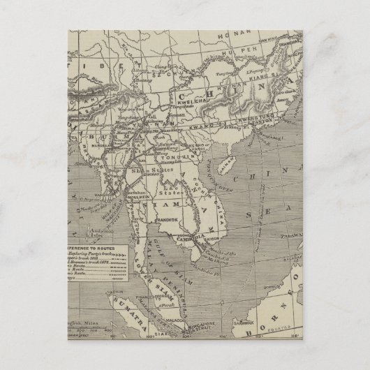 ビルマから中国へのルート案の地図 ポストカード (正面)