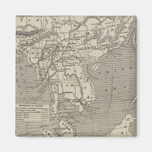 ビルマから中国へのルート案の地図 マグネット (正面)
