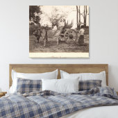 ビルマのマンダレーで2頭の牛が引く荷車 キャンバスプリント (インサイチュ (寝室))