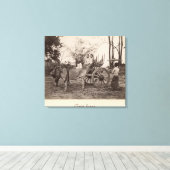 ビルマのマンダレーで2頭の牛が引く荷車 キャンバスプリント (インサイチュ (ウッドフロア))