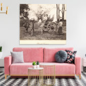ビルマのマンダレーで2頭の牛が引く荷車 キャンバスプリント (インサイチュ (リビング))