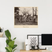 ビルマのマンダレーで2頭の牛が引く荷車 ポスター (ホームオフィス)