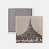 ビルマのラングーンにあるシェダゴンの塔, c.1860 マグネット (正面/裏面)