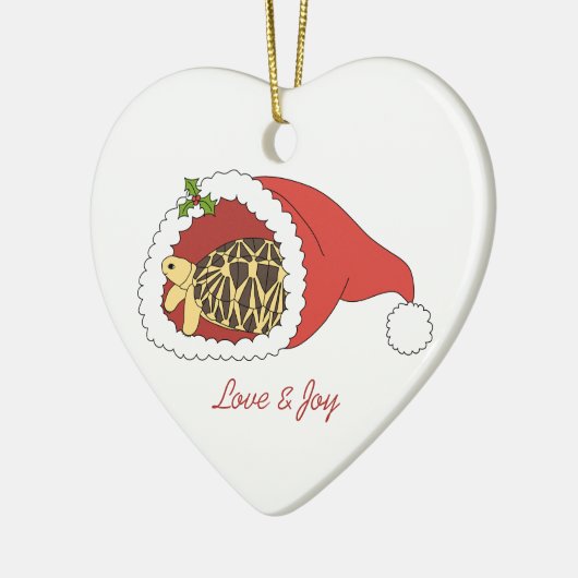 ビルマの星のカメのオーナメント(サンタの帽子) セラミックオーナメント (左)