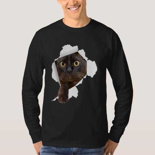 ビルマの猫が引き裂いた布の子猫 Tシャツ (正面)