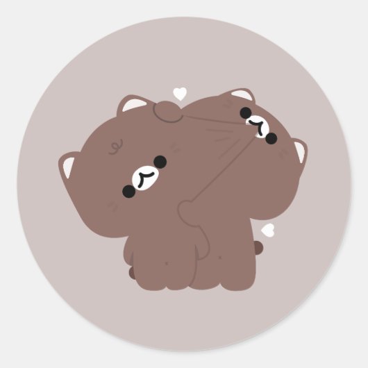 ビルマの猫カップル ラウンドシール (正面)