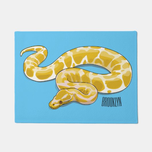 ビルマのPythonスネークアニメイラストレーション ドアマット (正面)