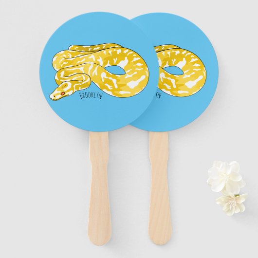 ビルマのPythonスネークアニメイラストレーション ハンドファン (正面&裏面)