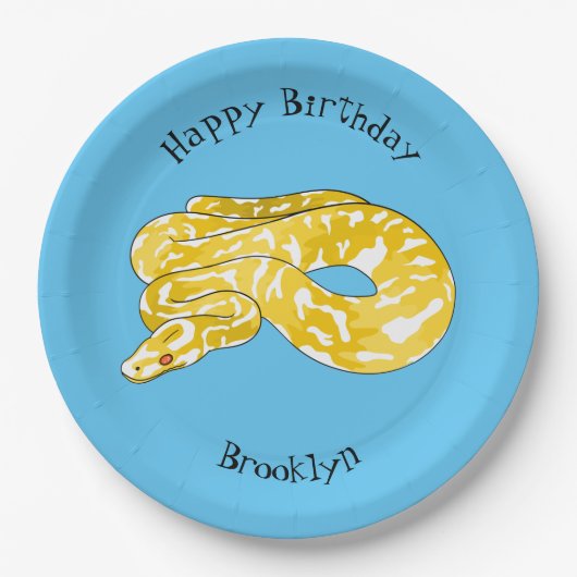 ビルマのPythonスネークアニメイラストレーション ペーパープレート (正面)