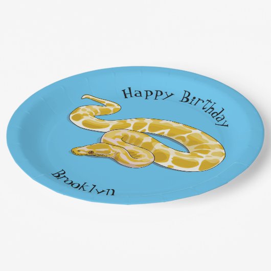 ビルマのPythonスネークアニメイラストレーション ペーパープレート (アングル)