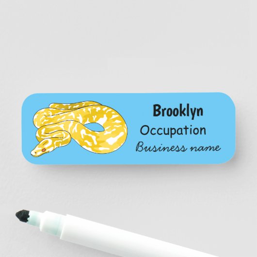 ビルマのPythonスネークアニメイラストレーション 名札 (インサイチュ)