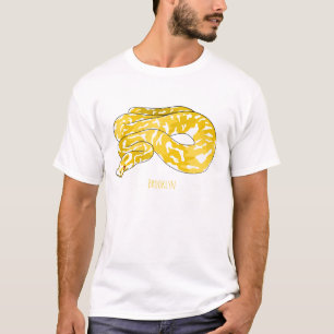 ビルマのPythonスネークアニメイラストレーション Tシャツ