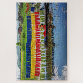 ビルマカラフル風織物ミャンマーボートトラベルシーニック ジグソーパズル (縦)