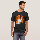 ビルマン猫ハロウィン魔女の帽子と月 Tシャツ (正面フル)