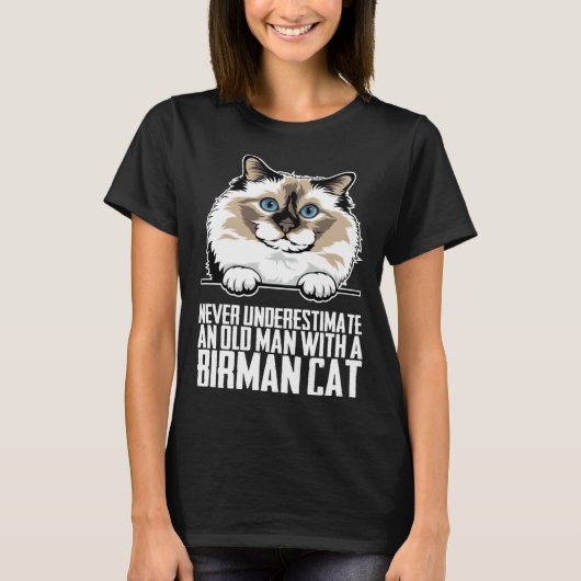 ビルマン猫+ビルマン+子猫+母の1 Tシャツ (正面)