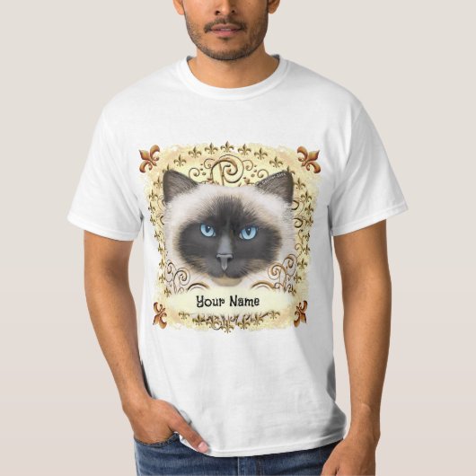 ビルマン+猫+フルールドリス Tシャツ (正面)