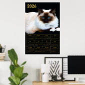 ビルマン+猫+2026年+カレンダー ポスター (ホームオフィス)