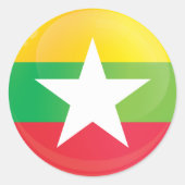 ビルマ丸アイコン国旗 ラウンドシール (正面)