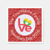 ビルマ国旗ハート紅愛 スタンダードカクテルナプキン (正面)