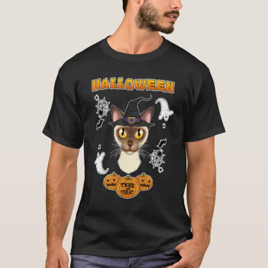 ビルマ猫のハッピーハロウィン Tシャツ (正面)